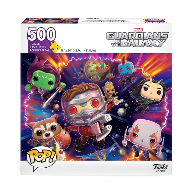 Funko Jeux POP! PUZZLE – Gardiens de la Galaxie Casse-Tête de 500 Pcs PUZZLE Mesurant 18 par 24 Pouces (45,7 cm x 61 cm) Mettant en Vedette des Personnages du style Funko POP! dans une Scène Spatiale Cosmique Vibrante, Idéal pour les Casse-Têtes en Famille.