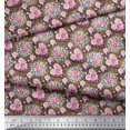 thumbnail image 3 of Soimoi Moss Georgette Fabric Leaves & Rose Floral Decor Fabric Printed Yard 42 Inch Wide, 3 of 3