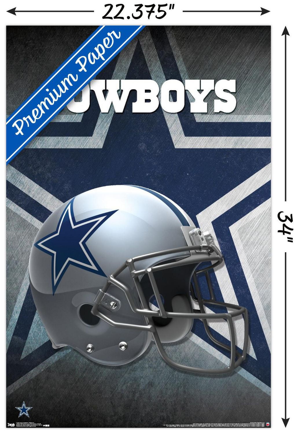 NFL Dallas Cowboys - Helmet 16 Wall Poster, 22.375" x 34" Framed