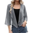 thumbnail image 1 of VEKDONE Cardigan à Capuche en Chiffon Décontracté pour Femmes Manches 3/4 Respirant Gris P, 1 of 9