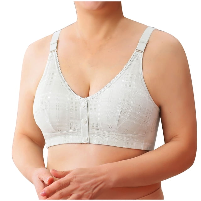 Timegard Bras for Women No Underwire Plus Size Comfort Front Closure Button Adjustable Strap Seniors Bras