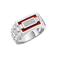 thumbnail image 3 of RYLOS Men's Rings 14K White Gold Designer Ring With Diamonds and Red Quartz Rings For Men Size 13, 3 of 6