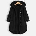 thumbnail image 2 of WEIYLL Womens Fleece Jacket Pocket Irregular Long Hooded Button Sleeve Plus Size Black Fall Coats Size XL, 2 of 5