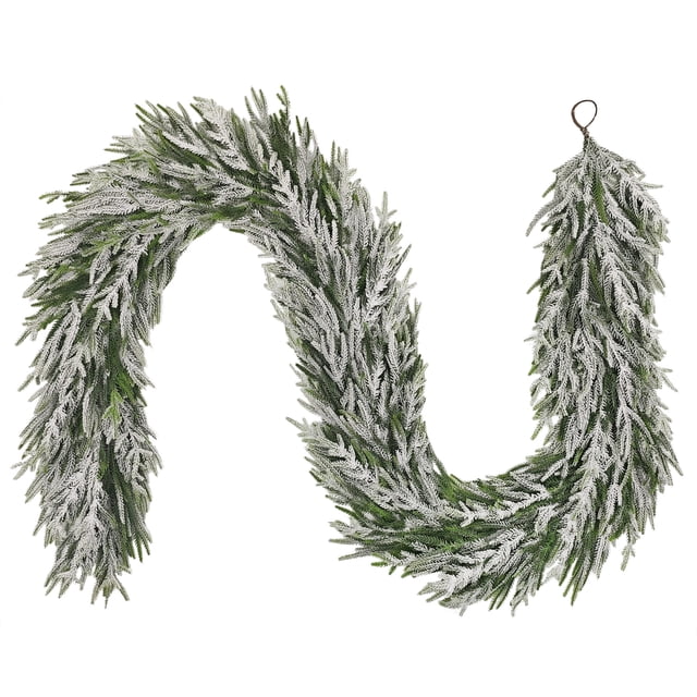 Holiday Time 9' Flocked Banff Christmas Garland, Green