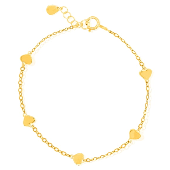Mercie Sterling Silver Gold Vermeil Gold Heart by the Yard Bracelet, Dainty Everyday Jewellery for Women