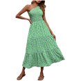 thumbnail image 1 of EGNMCR Robes d'Été Femmes Tendance 2024 Robe Bohème d'Été pour Femmes Imprimée Épaule Sans Manches Smockée Fluide à Volants Plage Maxi, 1 of 4
