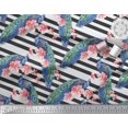 thumbnail image 2 of Soimoi Rayon Fabric Stripe,Floral & Peacock Bird Decor Fabric Printed Yard 56 Inch Wide, 2 of 3