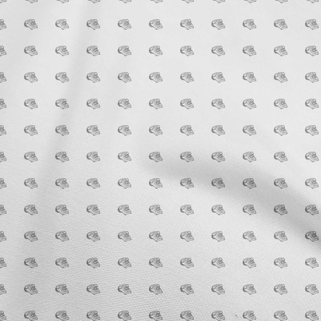 oneOone Polyester Spandex White Fabric Retro Telephone Sewing Craft Projects Fabric Prints By Yard 56 Inch Wide