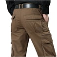 thumbnail image 3 of RXIRUCGD Men's Solid Color Pocket Workwear Pantscasual Straight Leg Pants, Brown, Size: 3XL, 3 of 5