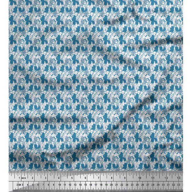 Soimoi Polyester Crepe Fabric Flower Artistic Printed Craft Fabric by The Yard 52 Inch Wide