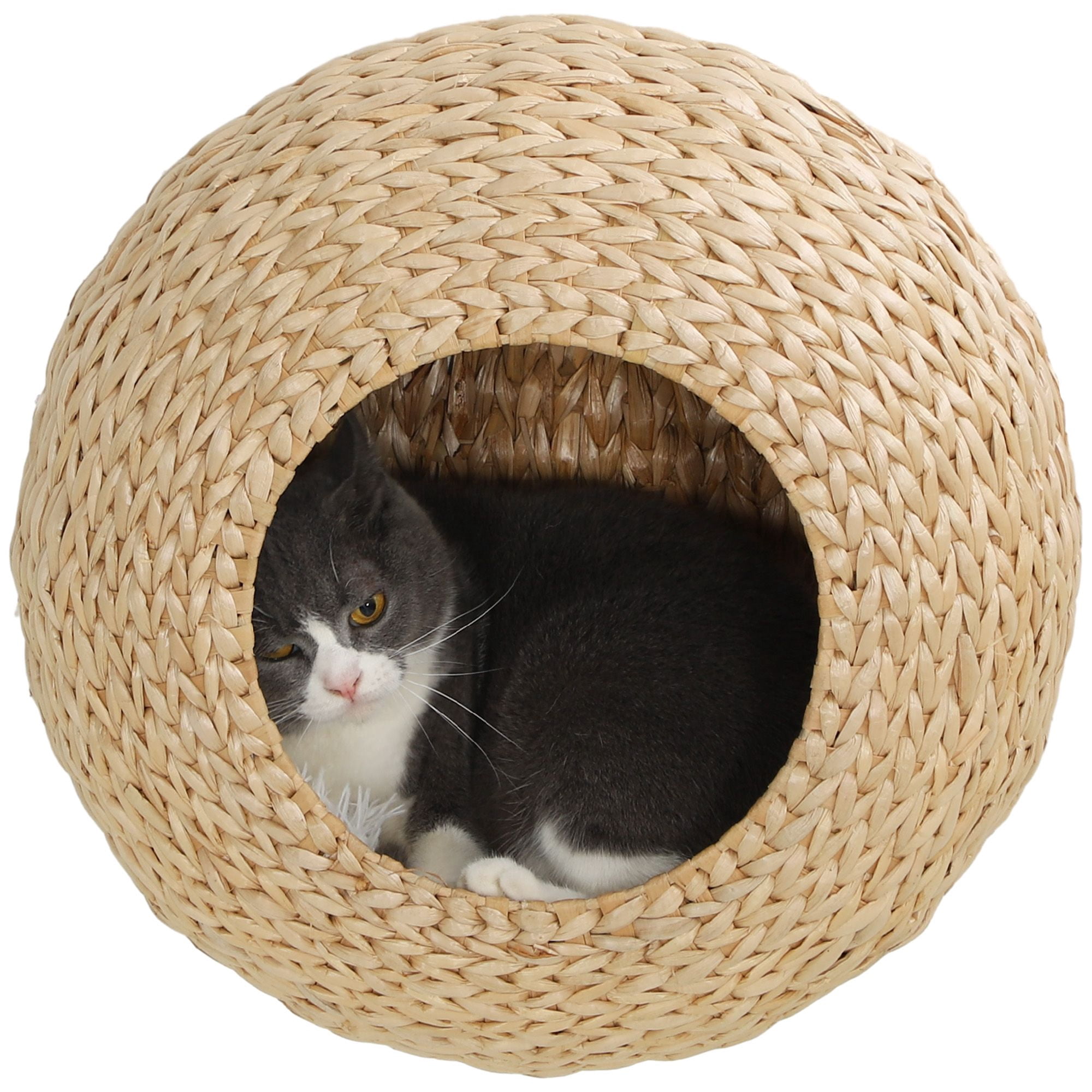 Beige Wall Mounted Cat Shelf Condo - Cozy Cat Tree with Washable Cushion, 17.7" x 9.8" x 17.7" - Ideal for Living Room, Bedroom & Small Spaces