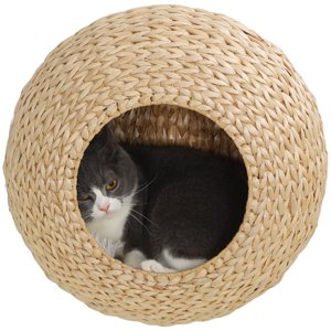 Condo mural de chat à cheval Beige - Arbre de chat cozy avec coussin lavable, 17.7" x 9.8" x 17.7" - Idéal pour le salon, Chambre & Petits espaces
