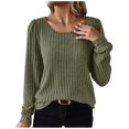 thumbnail image 1 of Besolor Long Sleeve Shirts for Women Lightweight Crewneck Tunic Tops Casual Comfy Knit Ribbed Sweaters Basic Pullover, 1 of 7