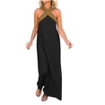 thumbnail image 1 of Robes à Encolure Croisée pour Femmes Sans Manches à Blocs de Couleur Robes Maxi Amples Décontractées de Vacances Longue Robe Brun, G, 1 of 7