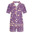 thumbnail image 3 of Jamicy Pyjama d'Halloween pour Femmes, Mode Décontractée, Imprimé, Haut à Manches Courtes avec Col à Revers et Short, Ample et Confortable, Ensemble de Pyjama pour la Maison, 3 of 4