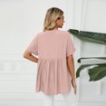 thumbnail image 2 of FJUCHAI Womens Shirts V Neck Short Sleeve Buttons Tops Tee Solid Color Blouse Loose Fit S-XXL, 2 of 10