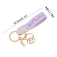 thumbnail image 3 of Short Fabric Embroidered Keychain for Mother's Day, Handmade Crochet Design with Leather Details, Measuring 15.5x3x1cm, Ideal as Key Accessory or Gift, 3 of 6
