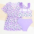 thumbnail image 4 of Sunnyoo Maillots de Bain 3 Pcs à Fleurs pour Petites Filles, Bikinis avec Paréo, Tailles 3-7, 4 of 6