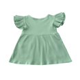 thumbnail image 2 of Kid Baby Girls Dress Solid Ruffles Sleeve Pocket Knee Length A-Line Dress, 2 of 5