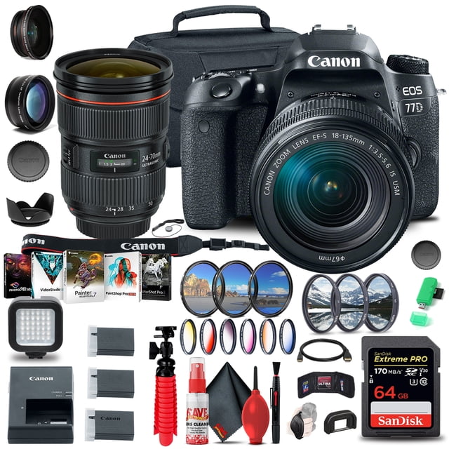 Canon EOS 77D Appareil Photo Reflex Numérique avec Objectif 18-135mm USM (1892C002) + Objectif Canon EF 50mm