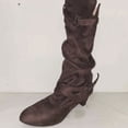 thumbnail image 4 of Kcodviy Bottes Mi-Hautes pour Femmes de Commerce Extérieur d'Automne et d'Hiver Nouvelles Mi-Hautes pour Femmes à Talon Moyen à Enfiler Mi-Hautes pour Femmes, 4 of 6