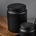 thumbnail image 2 of Thyme & Table, Large Ceramic Ribbed Kitchen Organization Jar, Black, 2 of 6