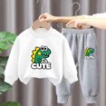 thumbnail image 3 of Pisexur Ensemble de Vêtements d'Automne pour Bébés Filles Garçons 2 Pcs Mode Décontractée Imprimé Mignon Manches Longues Col Rond Chandails en Molleton et Pantalons de Survêtement Ensemble de Survêtement pour Enfants Filles Garçons 3-8 Ans, 3 of 4