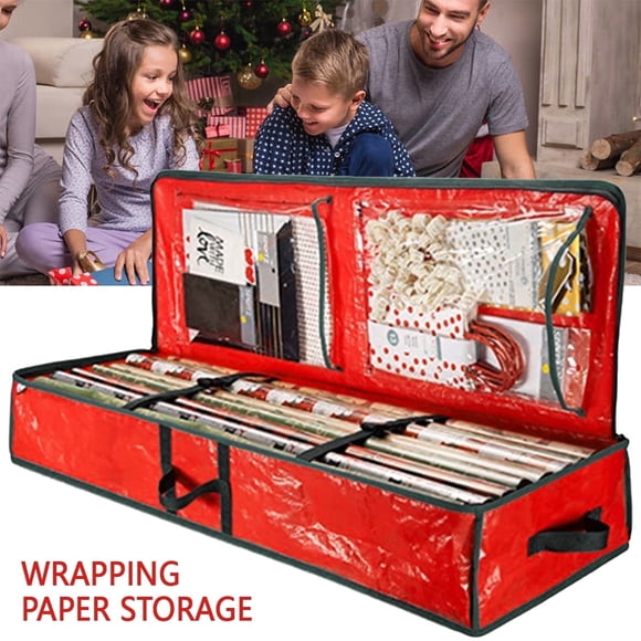 Sacs de Rangement pour Papier d'Emballage, Contenants pour Cadeau de Noël, Organisateur sous le Lit Imperméable de 40,5 Pouces avec Poignées Renforcées, Grande Boîte de Rangement de Noël Accessoires des Fêtes