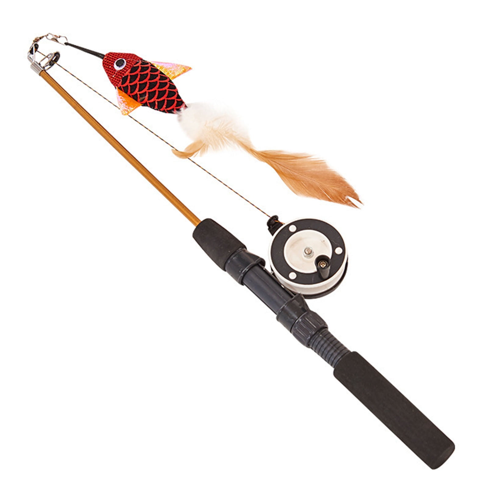 Leojiow Fishing Rod Toy Sturdy Teasing Stick Interactive Toys Unique Styles，Fishing Rod Is Randomly Either ，Fishing Rod Telescopic ，Extend Up To 72Cm/28.35Inch 72Cm Black