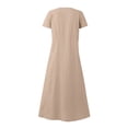 thumbnail image 4 of UPPADA Robes Grande Taille pour Femmes aux Formes Robes d'Été pour Femmes 2025 Robe en Coton et Lin à Manches Courtes Col Ras du Cou Ample Décontractée Tunique Robes de Plage avec Poches Vestidos Para Mujer Casuales Y Elegantes, 4 of 6