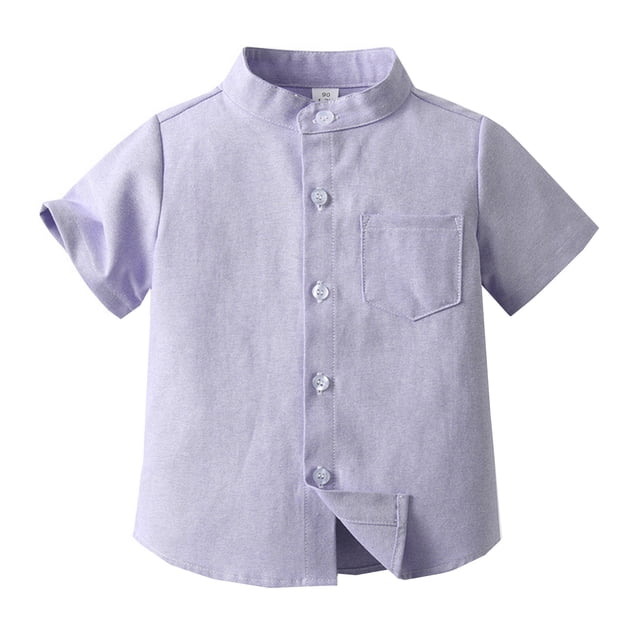 WEAIXIMIUNG Boys Tops 5T Spring Summer Boys Short Sleeved Shirt Solid Color Cardigan Children's Shirt