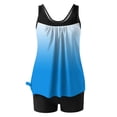 thumbnail image 4 of FAVIPT Bathing Suits for Women Modest Tummy Control Printed Swimwear Two Piece Athletic Tank Top with Shorts Sky Blue,M, 4 of 5