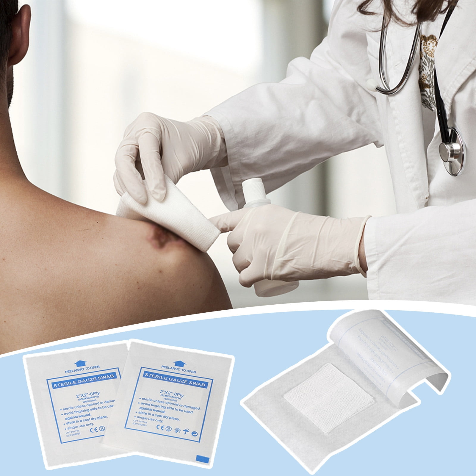 Wdhugt First Aid Gauze Pad Medical Wound Care Sterile Dressing Bandage Material For Injuries Emergency Kit Cotton Material Healthcare Supply Treatment Block Multicolor