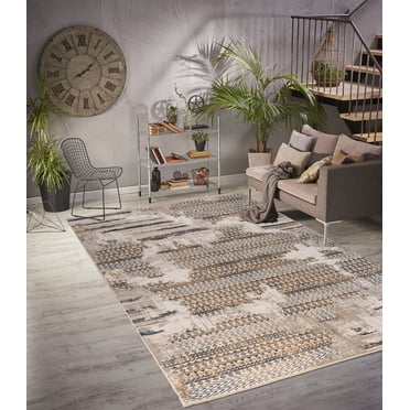 LaDole Rugs Tapis Moderne Rustique Abstrait - Tapis pour Salon, Chambre, Salle à Manger, Couloir - Beige Argent 3x5 3x10 4x6 5x8 6x9 8x10 9x12