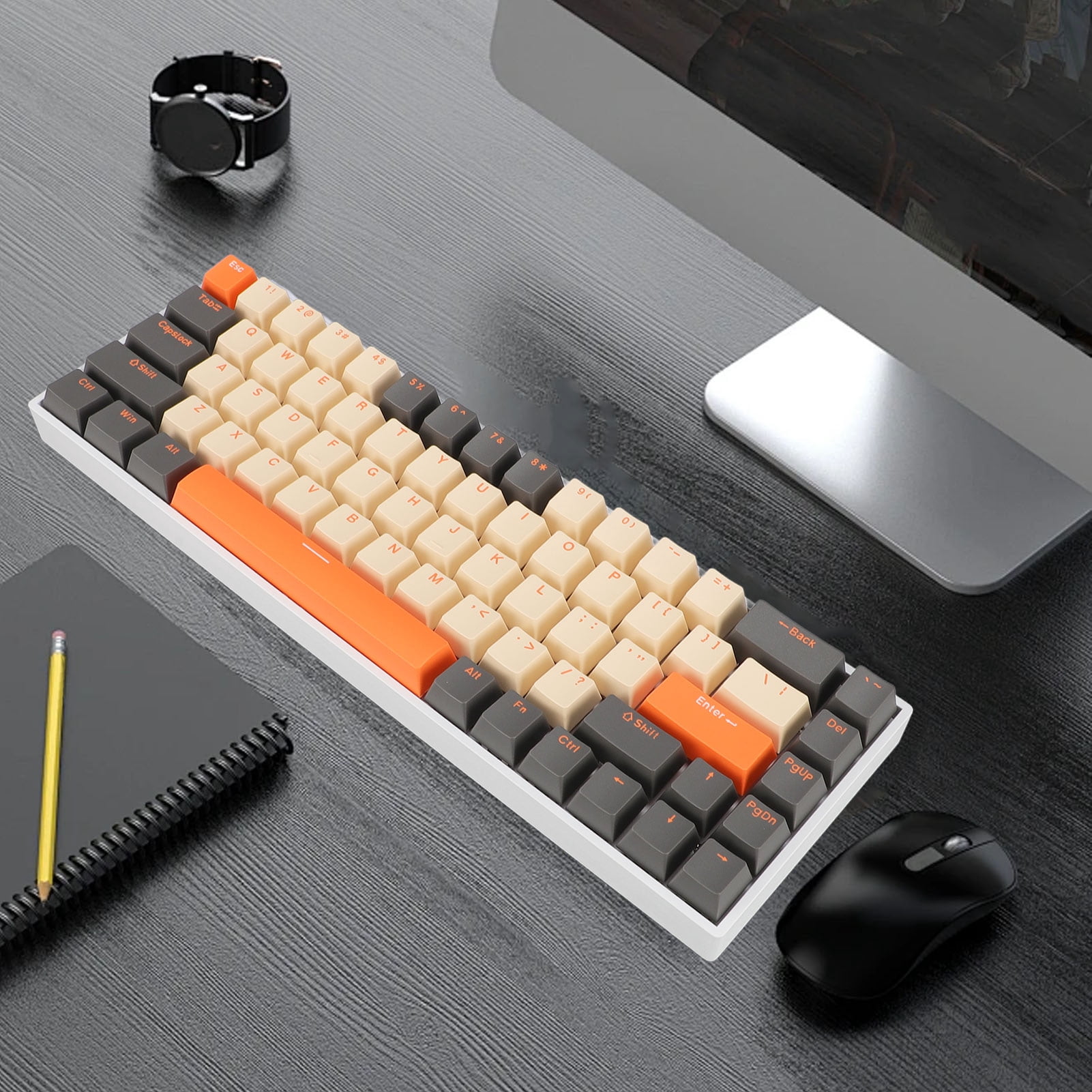 68 Keys Mechanical Keyboard, Plug and Play 60 Percent Mechanical Keyboard with Red Switch for Computer with USB Port for OS X