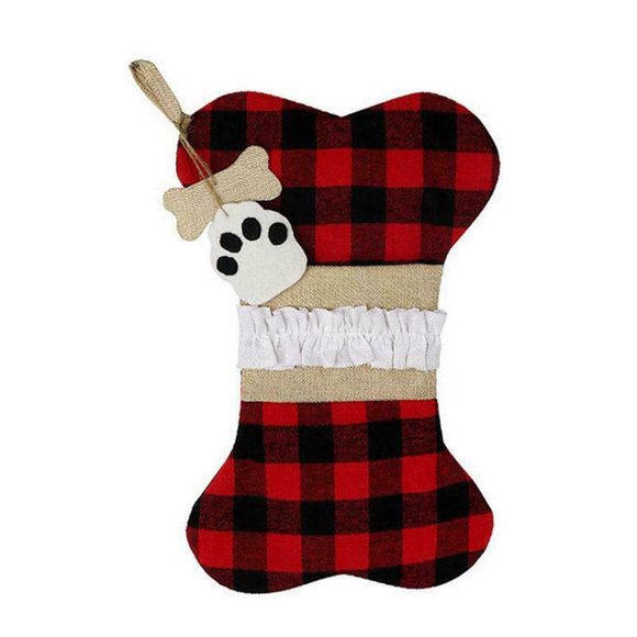 Christmas Gift Bags Christmas Free Range Dog Paw Checkered Gift Bag, Free Range Candy Bag Dog Christmas Gifts