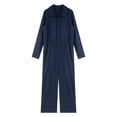 thumbnail image 3 of YiZYiF Combinaisons pour Femmes à Manches Longues Mode Combinaison à Boutons Décontractée Couleur Unie Col Rabattu Salopettes Bleu Marine m, 3 of 7