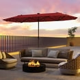 thumbnail image 2 of Gymax Parasol de Patio 13 Pi Parasol de Marché Double Face avec 36 Lumières DEL à Énergie Solaire Vin, 2 of 10