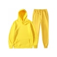 thumbnail image 1 of Innerwin Sweatshirts+Pant Outfits Two Pieces Men Tracksuit Set Sports 2 Pcs Fleece Jogger Sets Yellow S, 1 of 2