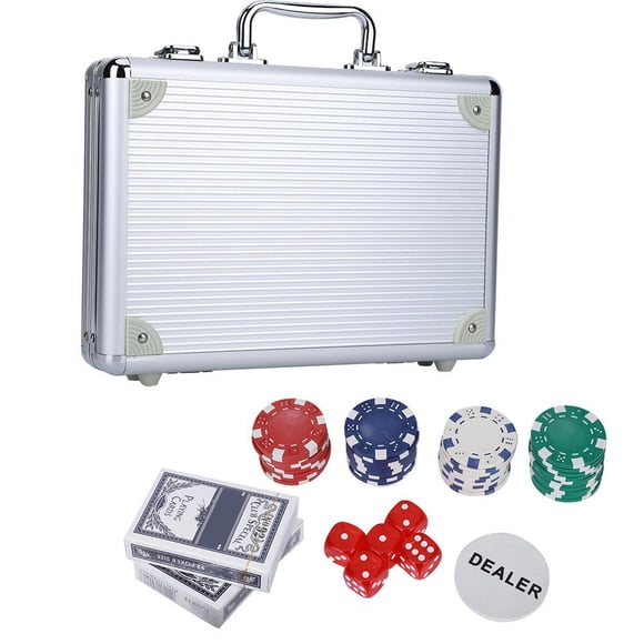 Gupbes Poker Chips Set, Portable Poker Chips, With Cards Dices For Theme Party Poker Night Poker Enthusiasts Kids Adults