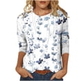 thumbnail image 1 of Pompotops T-shirt Ample Imprimé pour Femme Blouse à Manches 3/4 Col Rond Hauts Décontractés Liquidation, 1 of 5