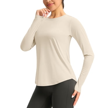 Besolor Hauts d'Entraînement pour Femmes à Manches Longues Légers UPF50+ Protection Solaire UV Course Randonnée Chandails Athlétiques de Gym