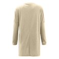 thumbnail image 4 of KIHOUT Spring Winter Womens Tops New Round Neck Long Sleeve Loose Pocket Solid Color Casual Top, 4 of 4