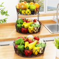 thumbnail image 3 of Wire Fruit Basket for Kitchen Counter Corner Fruit Stand Stackable Two Vegetable Holder for Kitchen Countertop Metal Fruit Rack Storage For Fruits Veggies Snacks Onions Round, 3 of 9