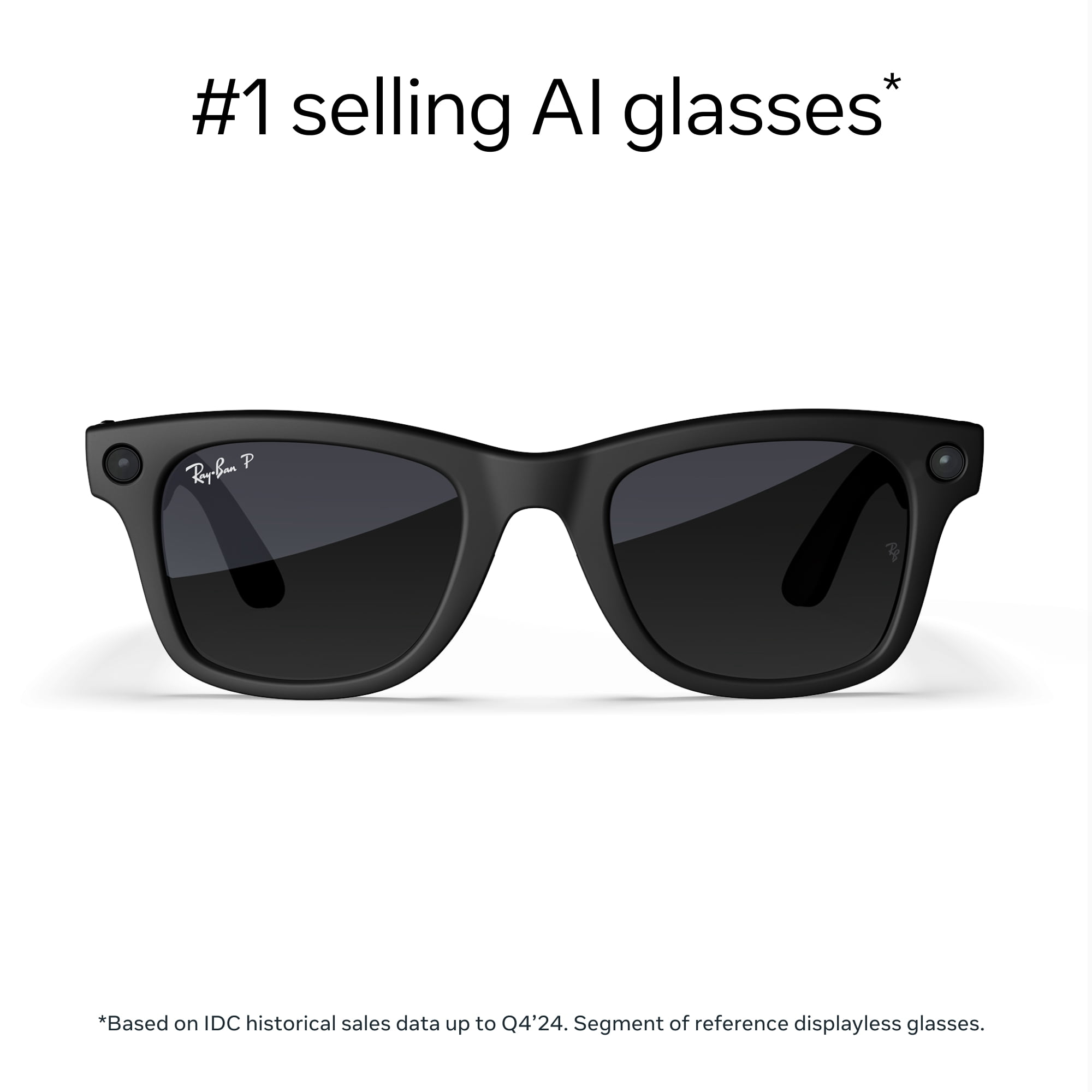 Ray-Ban | Meta Wayfarer (Gen 1) Large – Noir Mat, Verres Polarisés Dégradés Graphite