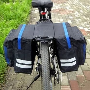 Riforla Saddle Bag Panniers for Mountain Bike Basket Rear Seat Double Luggage Rack with Adjustable Hook Handle Reflective Trim and Large Pockets B
