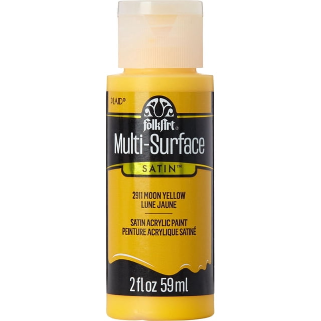 FolkArt Multi-Surface Satin Acrylic Paint, 2 fl. oz., Moon Yellow
