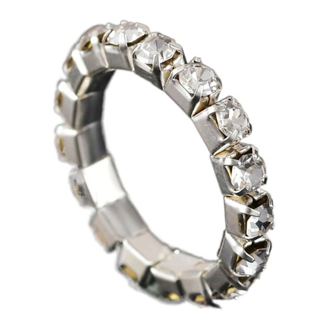 Maytalsory Bague en Cristal Extensible de Luxe Unique pour Déclaration d'Amour Bague Incrustée à la Mode Argent 1 Rangée 1Ensemble