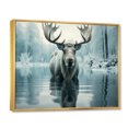 thumbnail image 2 of Designart moose Oversized framed wall art decor, Mooseframed wall art, Arctic Reflection of Blue Moose , Blue Modern Gold framed wall art, 40x30 inches Gold Frame, 2 of 5