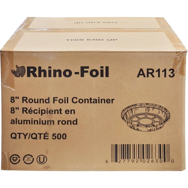 Rhino-Foil Contenant Rond en Papier D\'aluminium de 8 Pouces, 500 Unités